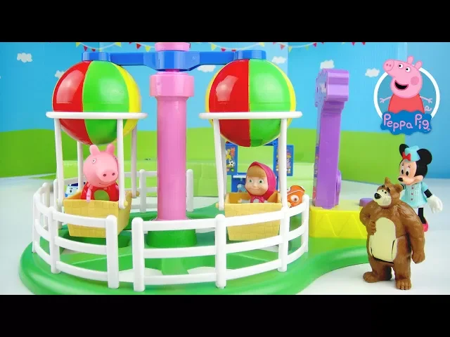 玩 粉紅豬小妹 佩佩豬 熱氣球遊戲組 玩具開箱